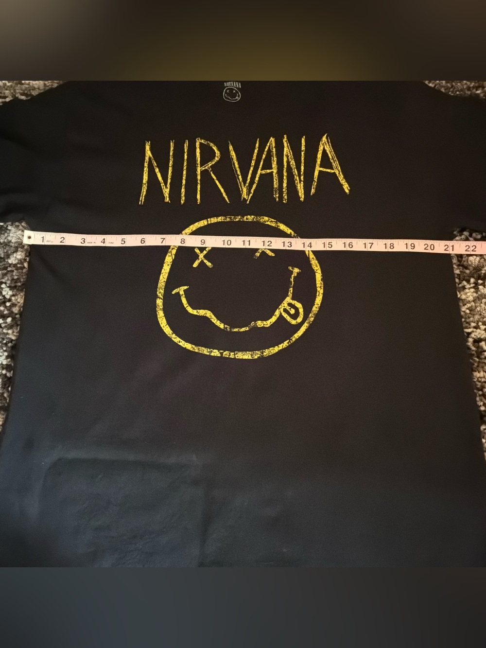 NIRVANA Black Tee with Yellow Smiley Graphic - Picture 5 of 6